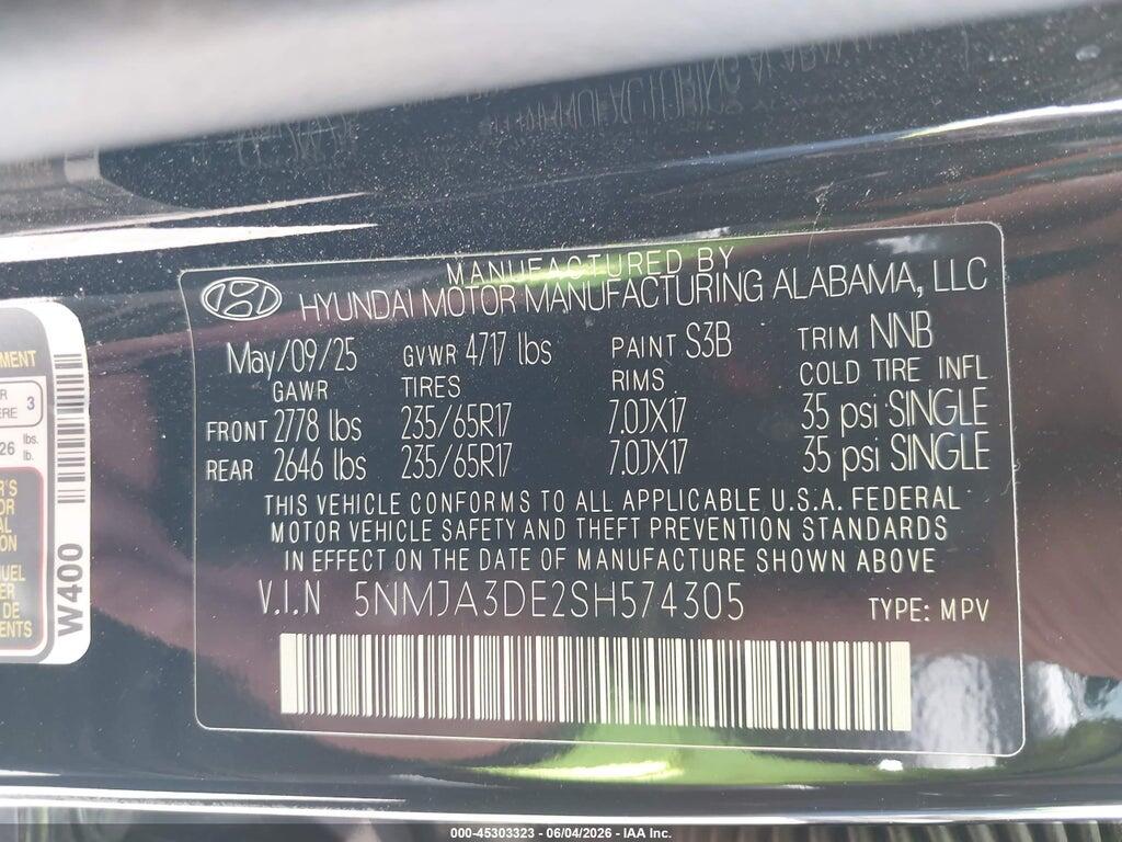 5NMJA3DE2SH574305 2025 HYUNDAI TUCSON photo no. 9
