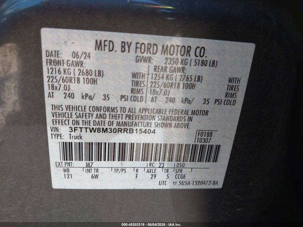 3FTTW8M30RRB15404 2024 FORD MAVERICK photo no. 9