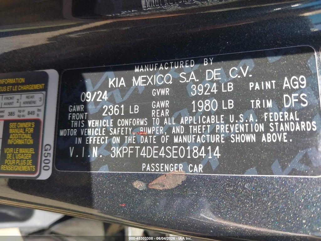 3KPFT4DE4SE018414 2025 KIA K4 photo no. 9