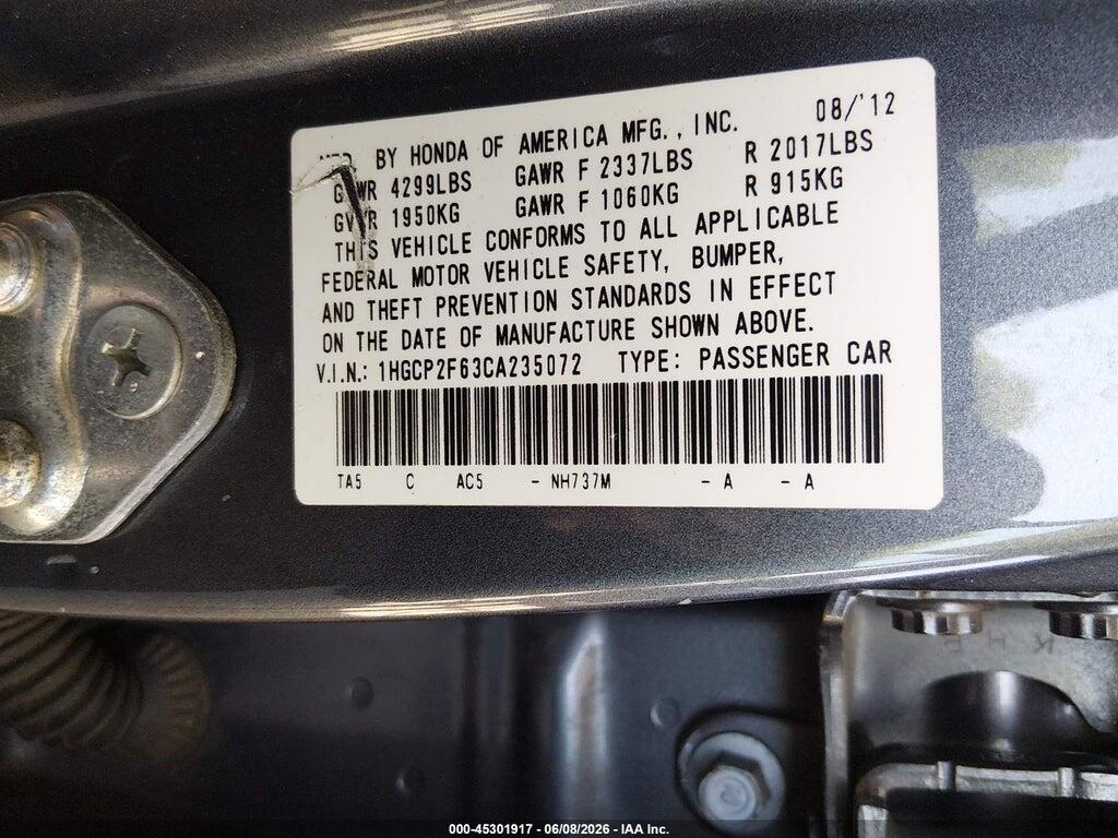 1HGCP2F63CA235072 2012 HONDA ACCORD photo no. 9