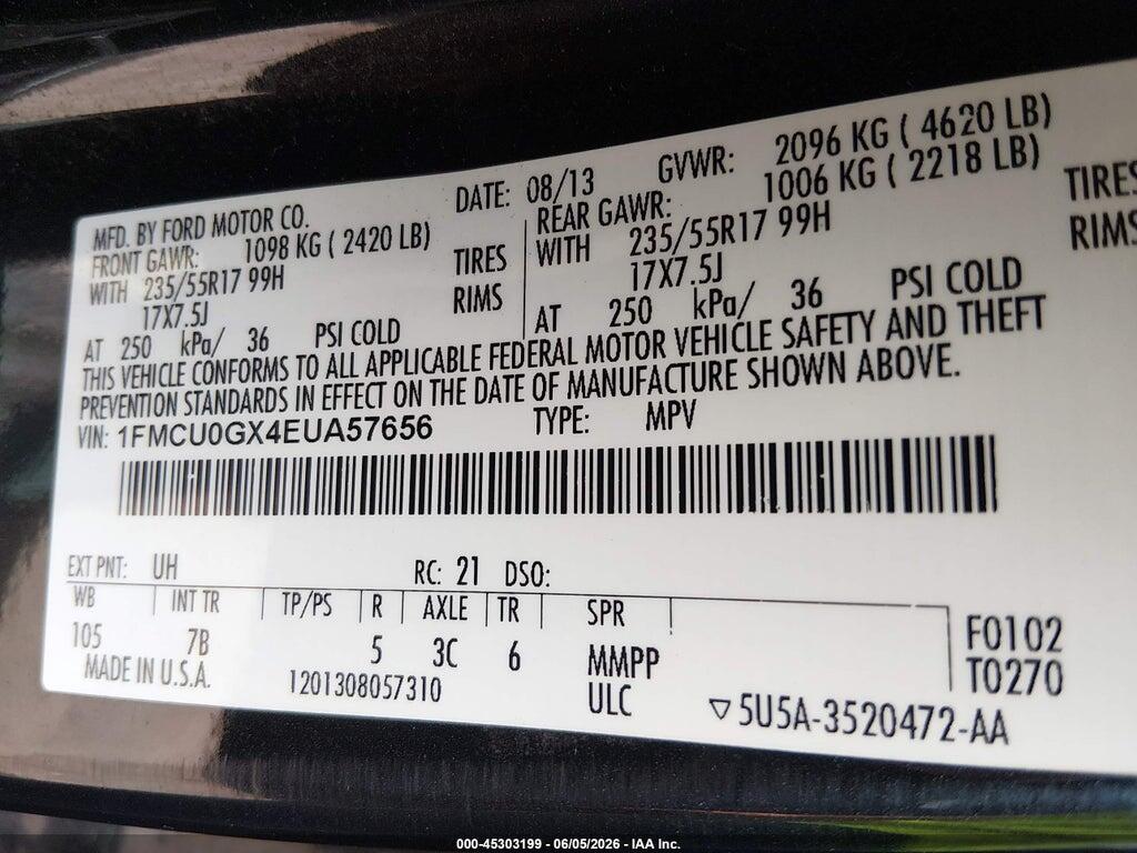 1FMCU0GX4EUA57656 2014 FORD ESCAPE photo no. 9