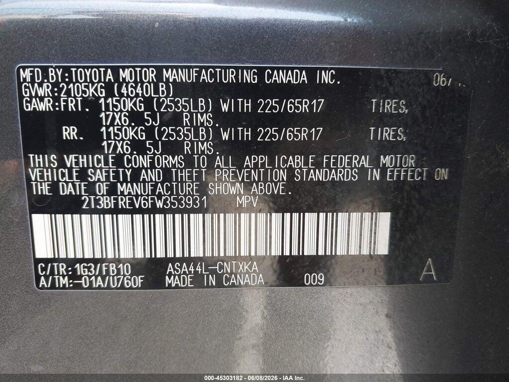 2T3BFREV6FW353931 2015 TOYOTA RAV4 photo no. 9