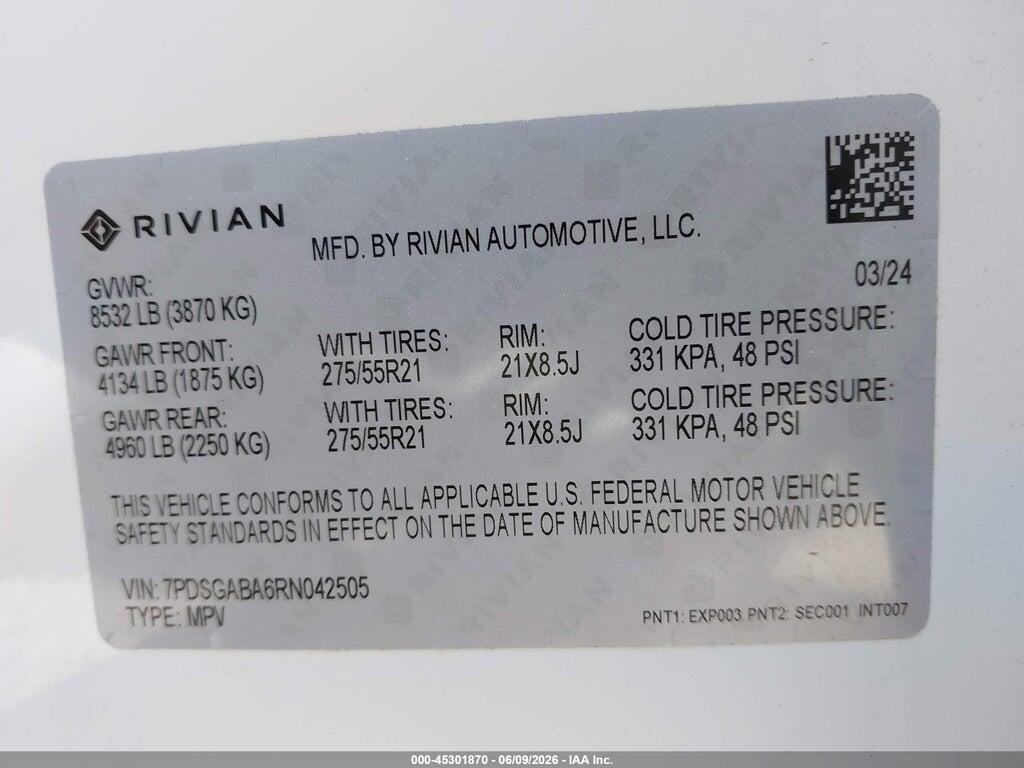 7PDSGABA6RN042505 2024 RIVIAN R1S photo no. 9