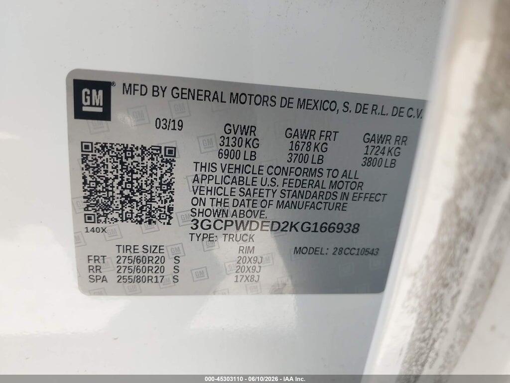 3GCPWDED2KG166938 2019 CHEVROLET SILVERADO 1500 photo no. 9