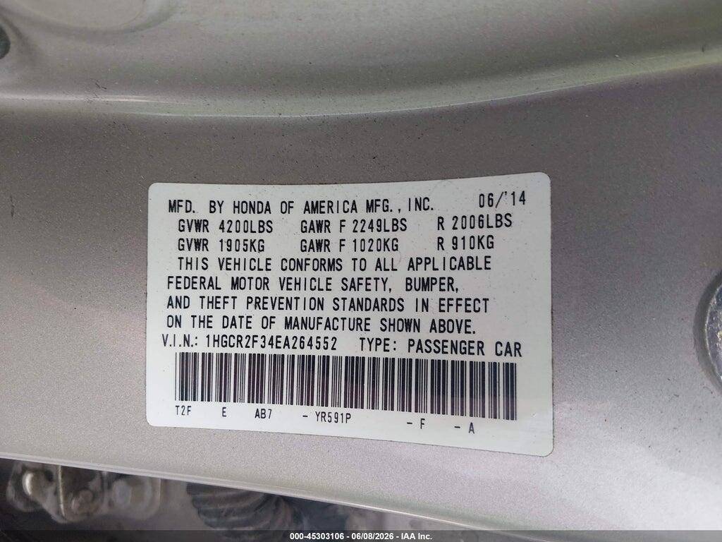 1HGCR2F34EA264552 2014 HONDA ACCORD photo no. 9