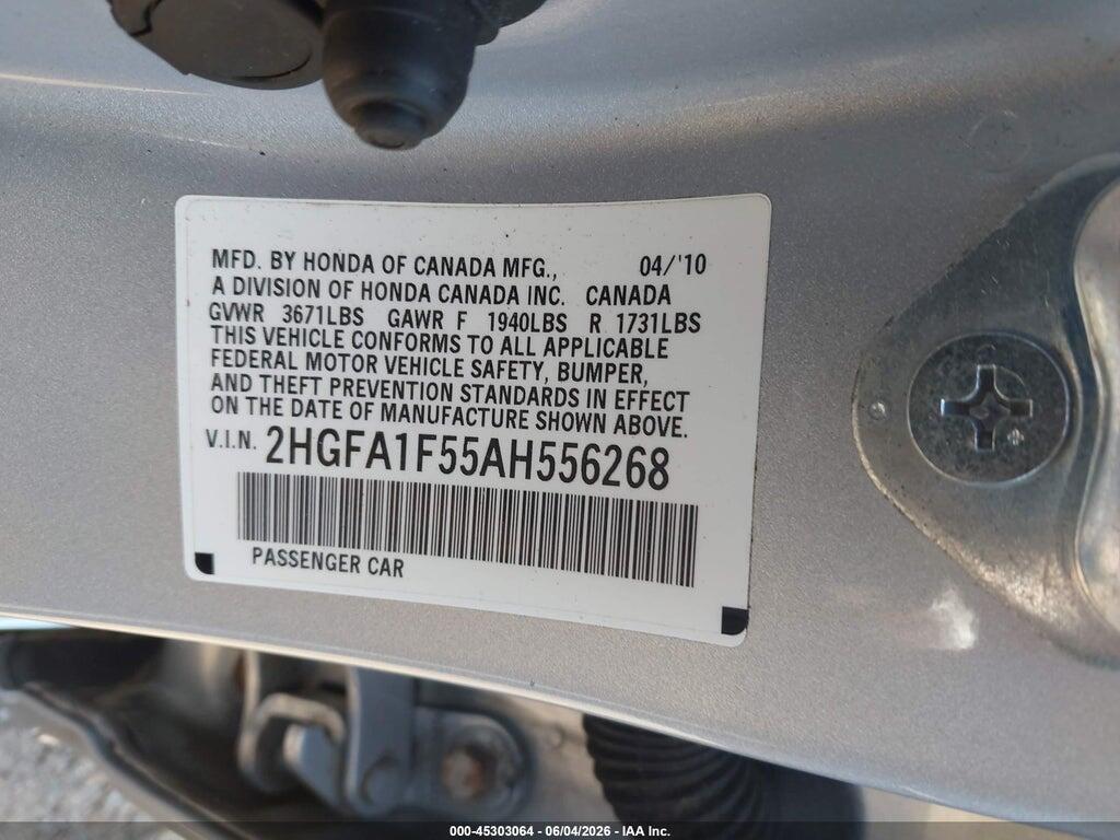 2HGFA1F55AH556268 2010 HONDA CIVIC photo no. 9
