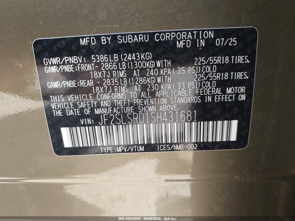 JF2SLSRD1SH431681 2025 SUBARU FORESTER photo no. 9