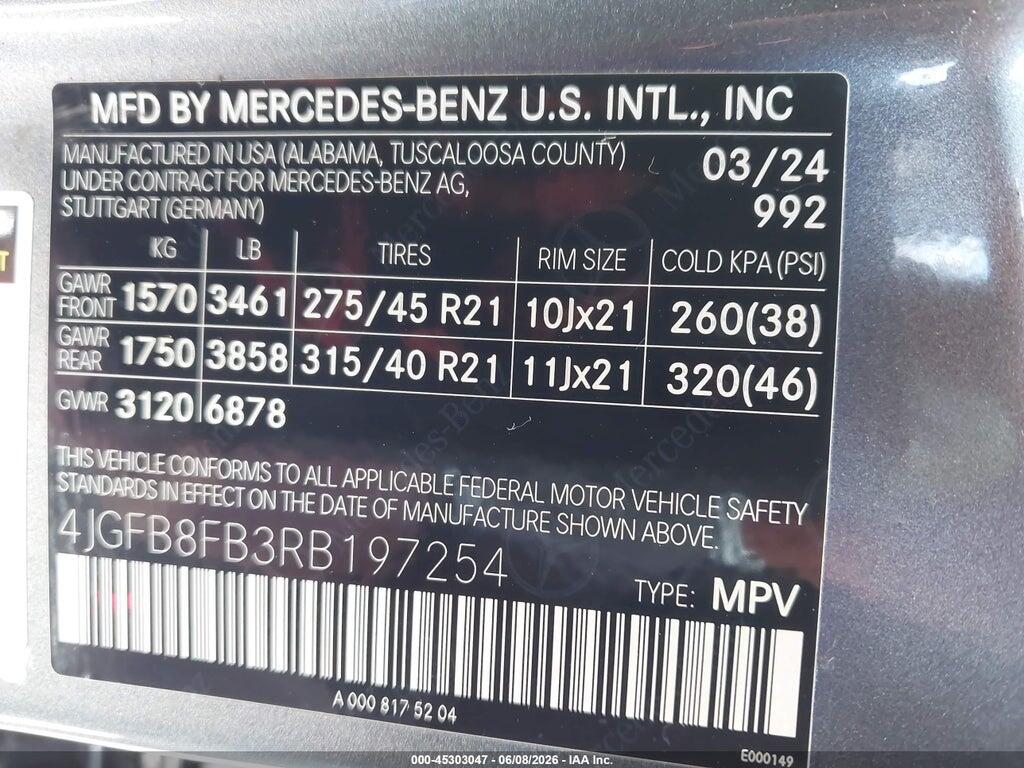 4JGFB8FB3RB197254 2024 MERCEDES-BENZ GLE 580 photo no. 9