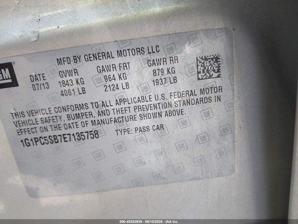 1G1PC5SB7E7135758 2014 CHEVROLET CRUZE photo no. 9