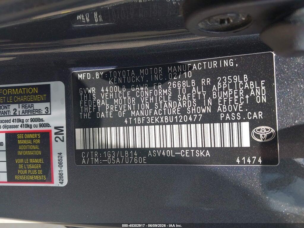 4T1BF3EKXBU120477 2011 TOYOTA CAMRY photo no. 9