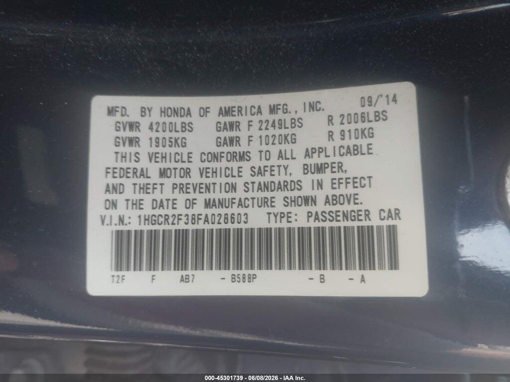 1HGCR2F38FA028603 2015 HONDA ACCORD photo no. 9