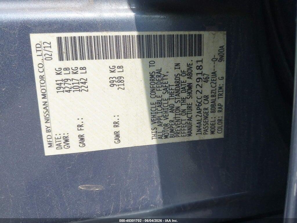 1N4AL2AP6CC229181 2012 NISSAN ALTIMA photo no. 9