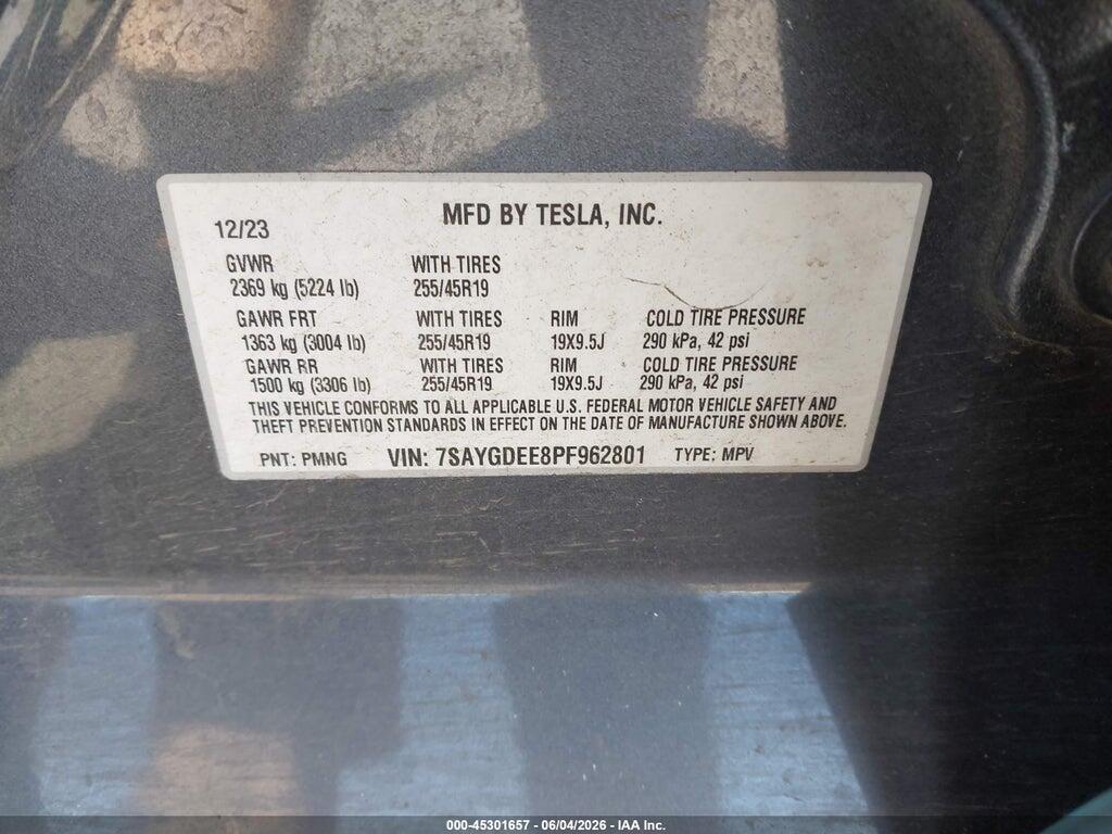 7SAYGDEE8PF962801 2023 TESLA MODEL Y photo no. 9