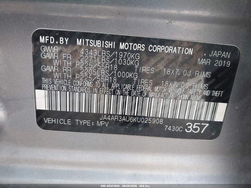 JA4AR3AU6KU025908 2019 MITSUBISHI OUTLANDER SPORT photo no. 9