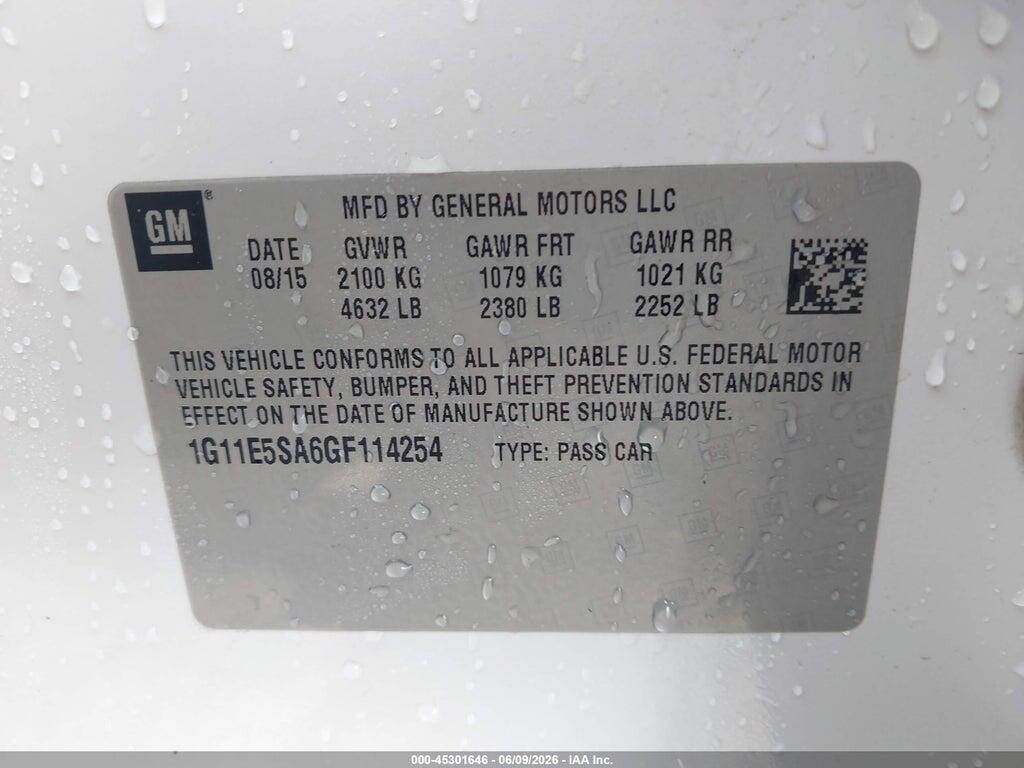 1G11E5SA6GF114254 2016 CHEVROLET MALIBU LIMITED photo no. 9