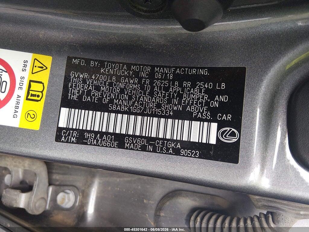 58ABK1GG7JU115334 2018 LEXUS ES 350 photo no. 9