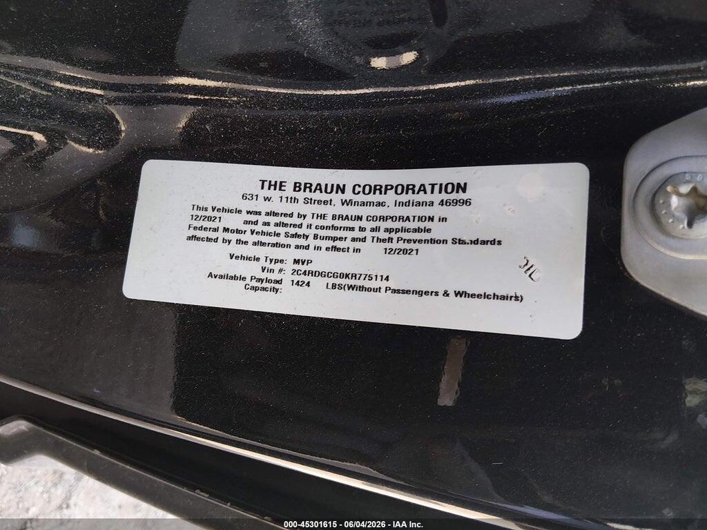 2C4RDGCG0KR775114 2019 DODGE GRAND CARAVAN photo no. 9
