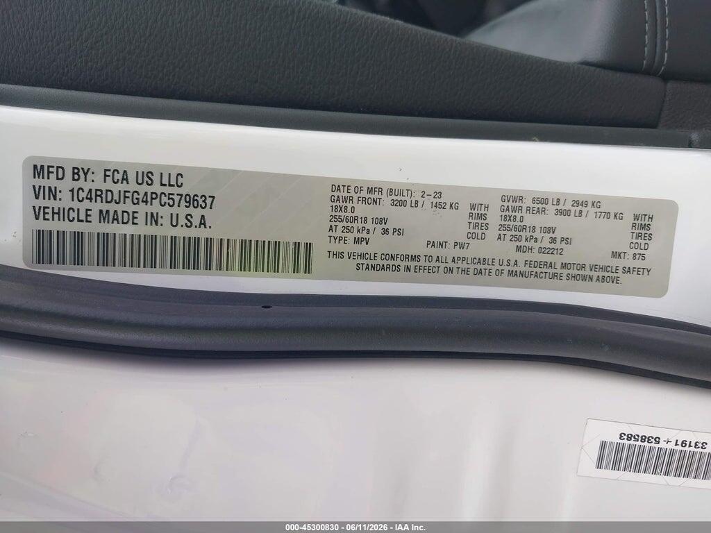 1C4RDJFG4PC579637 2023 DODGE DURANGO photo no. 9