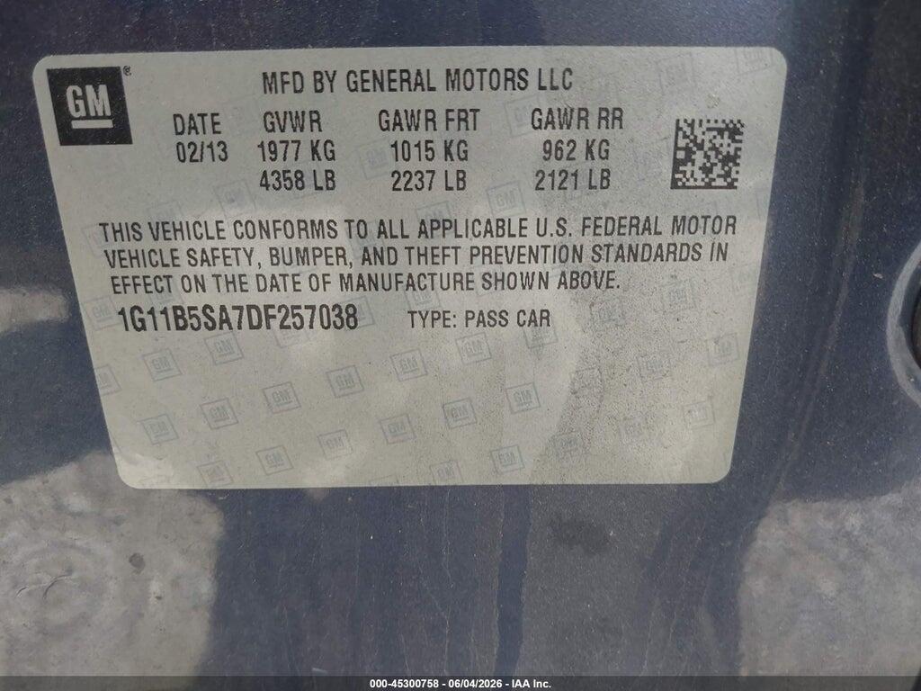 1G11B5SA7DF257038 2013 CHEVROLET MALIBU photo no. 9