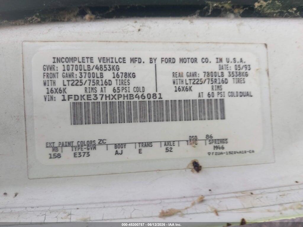 1FDKE37HXPHB46081 1993 FORD ECONOLINE photo no. 9