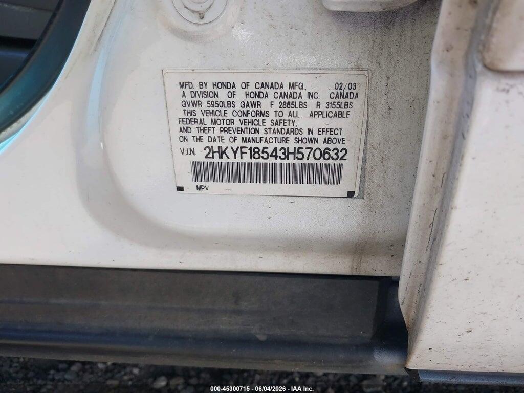 2HKYF18543H570632 2003 HONDA PILOT photo no. 9