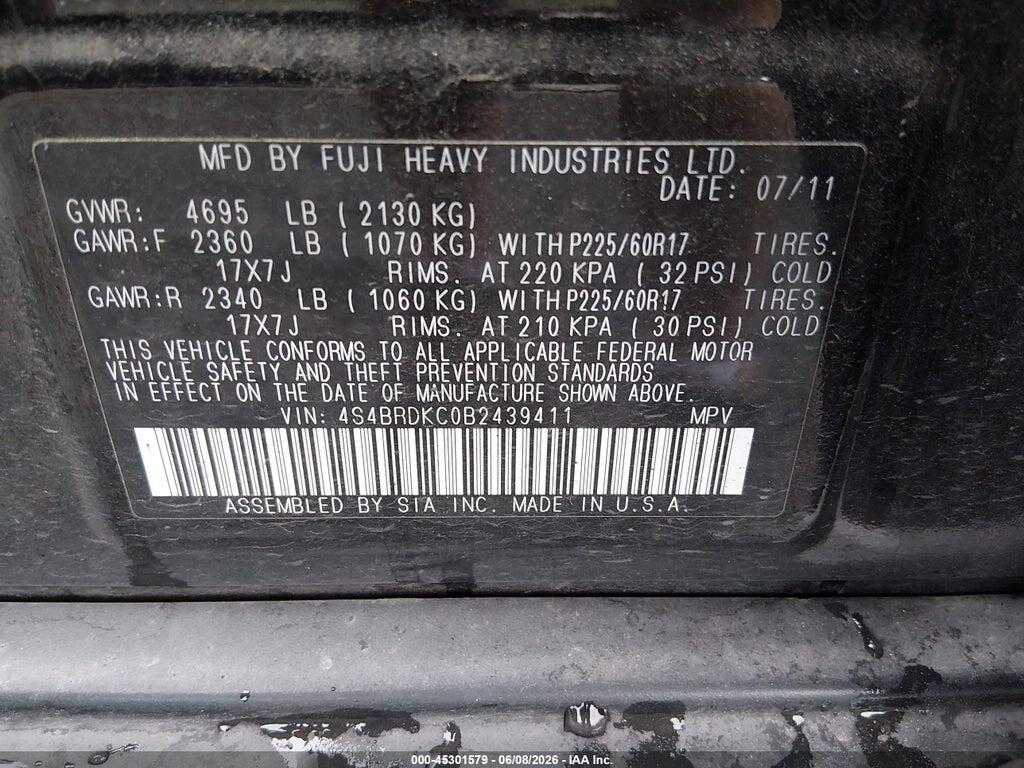 4S4BRDKC0B2439411 2011 SUBARU OUTBACK photo no. 9