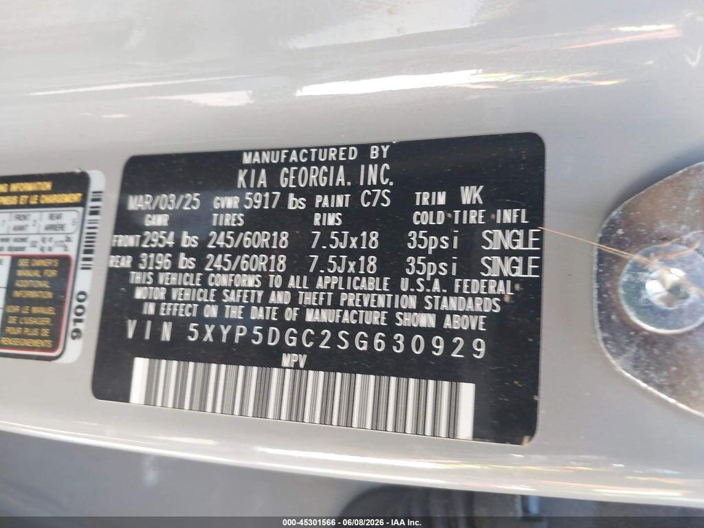 5XYP5DGC2SG630929 2025 KIA TELLURIDE photo no. 9