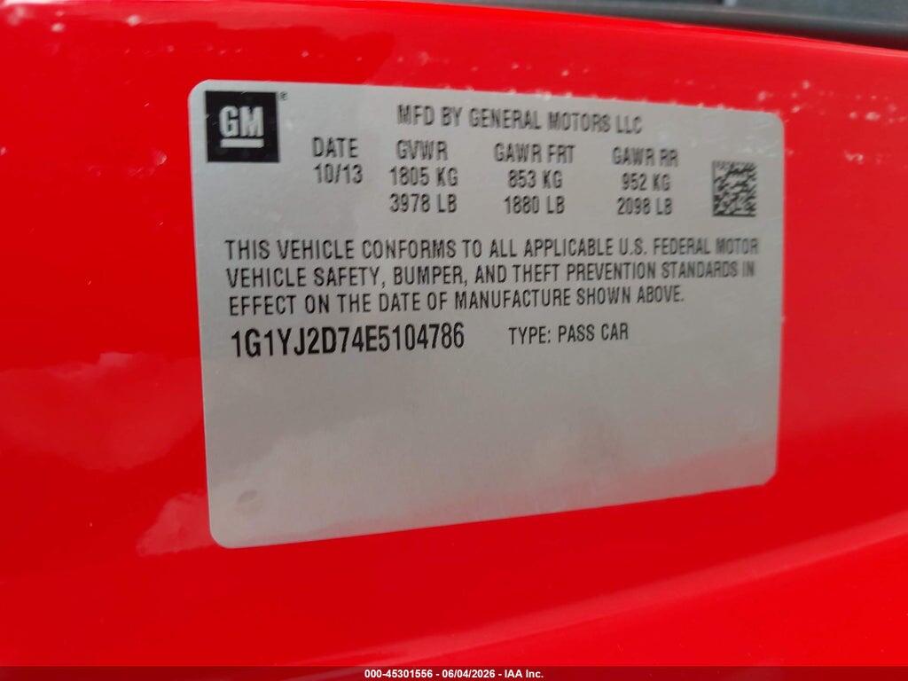 1G1YJ2D74E5104786 2014 CHEVROLET CORVETTE STINGRAY photo no. 9