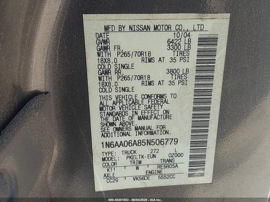 1N6AA06A85N506779 2005 NISSAN TITAN photo no. 9