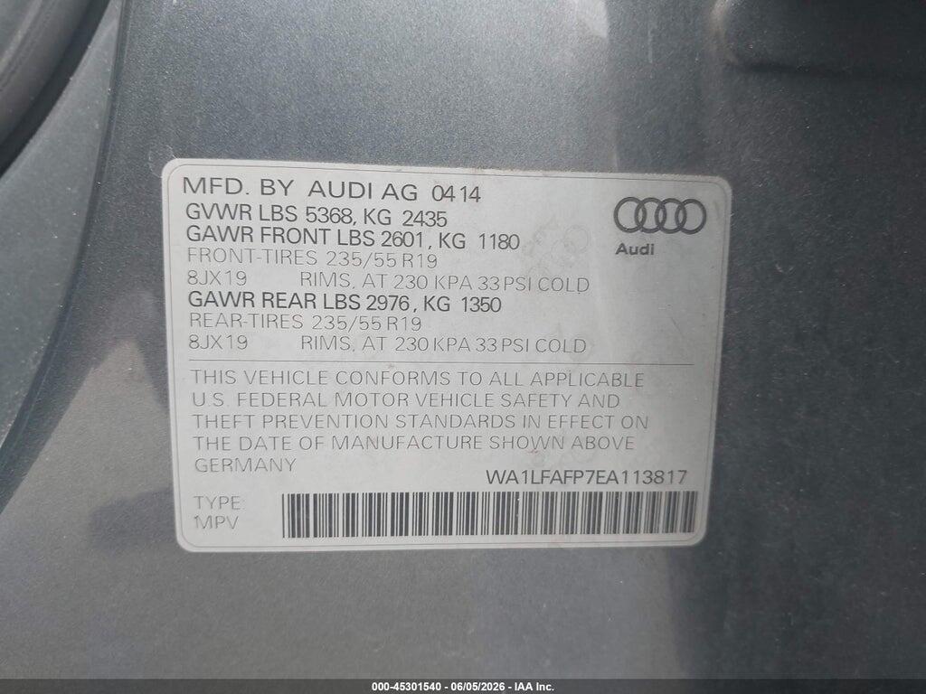 WA1LFAFP7EA113817 2014 AUDI Q5 photo no. 9