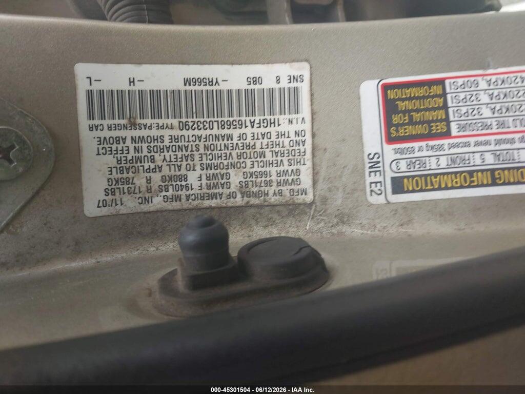 1HGFA16568L033290 2008 HONDA CIVIC photo no. 9