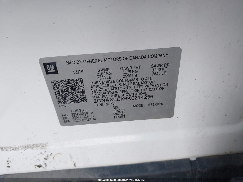 2GNAXLEX6K6214256 2019 CHEVROLET EQUINOX photo no. 9