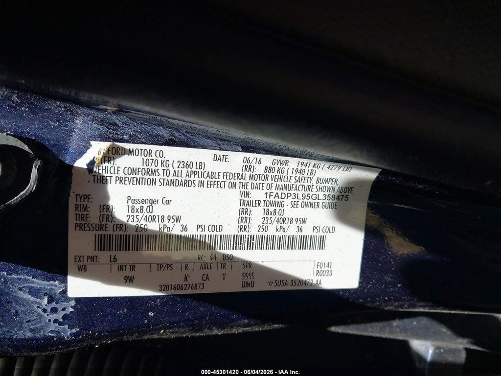 1FADP3L95GL358475 2016 FORD FOCUS ST photo no. 9