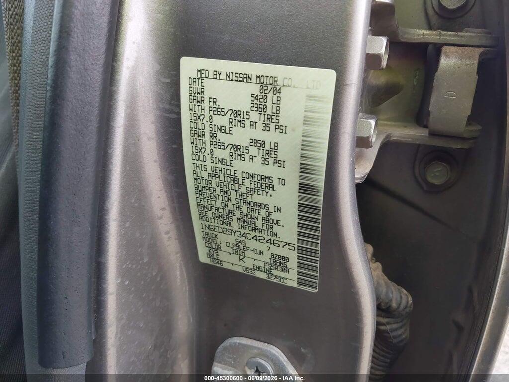 1N6ED29Y34C424675 2004 NISSAN FRONTIER photo no. 9