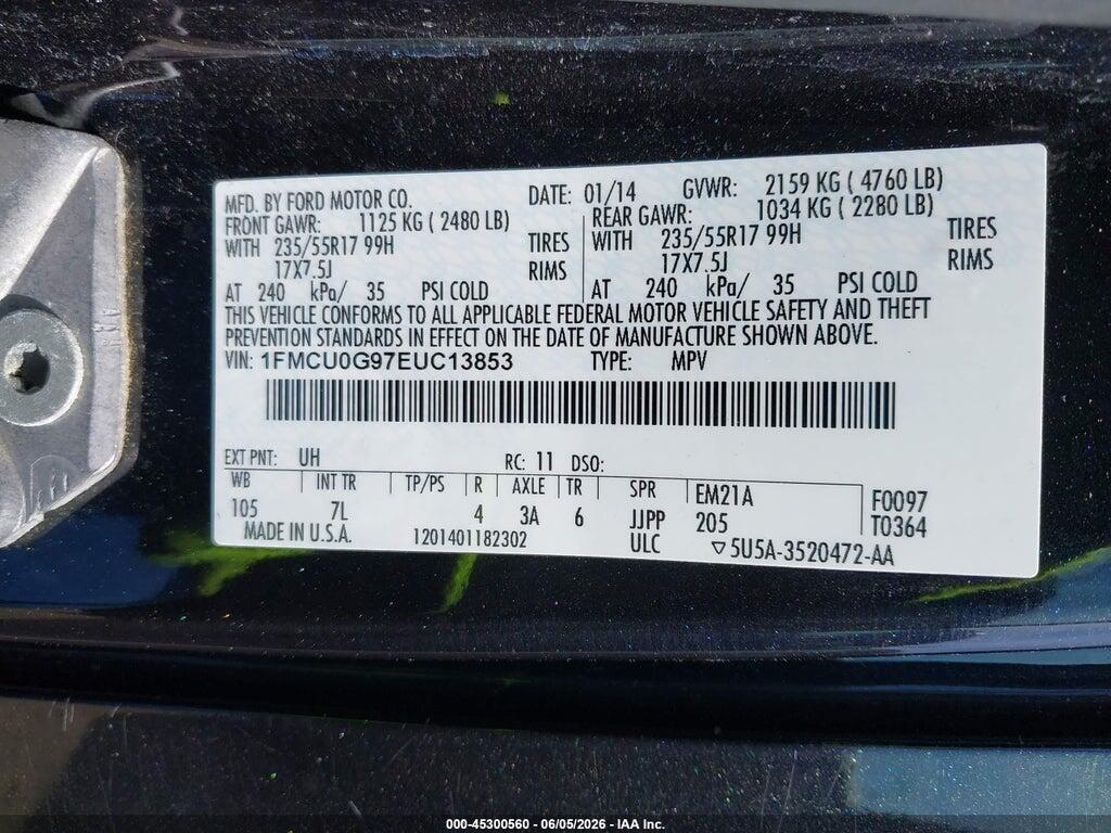 1FMCU0G97EUC13853 2014 FORD ESCAPE photo no. 9