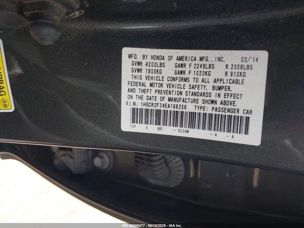 1HGCR2F34EA186256 2014 HONDA ACCORD photo no. 9