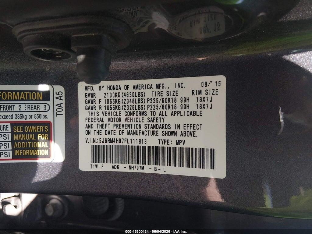 5J6RM4H97FL111913 2015 HONDA CR-V photo no. 9