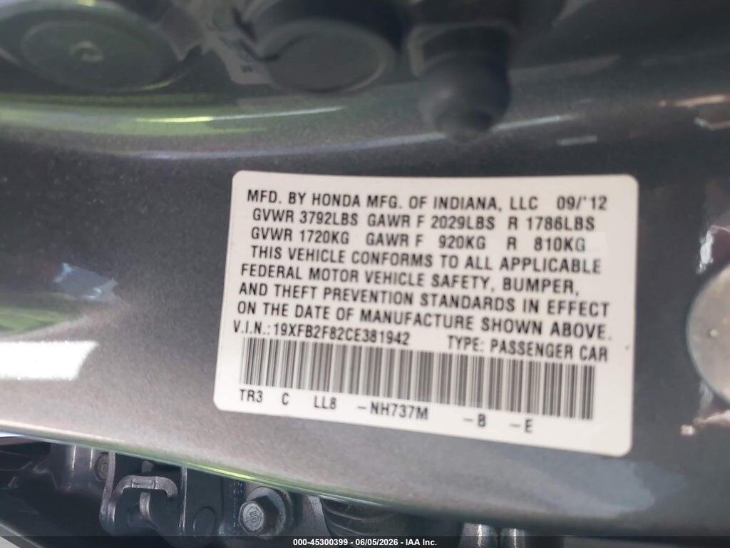 19XFB2F82CE381942 2012 HONDA CIVIC photo no. 9