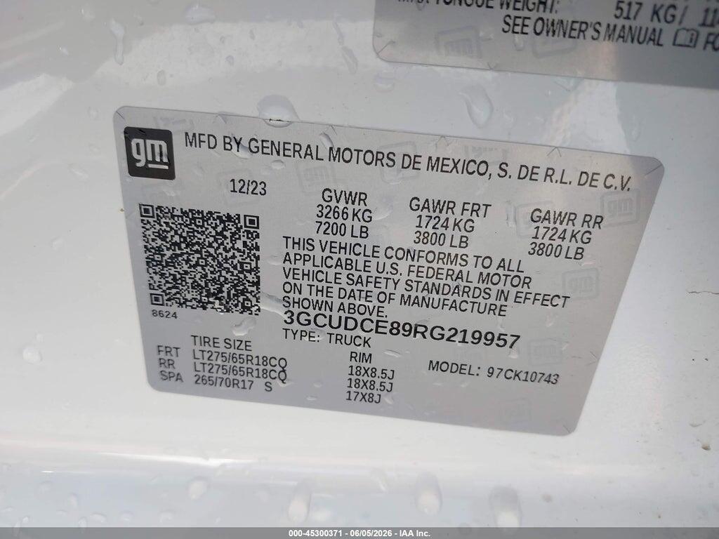 3GCUDCE89RG219957 2024 CHEVROLET SILVERADO 1500 photo no. 9