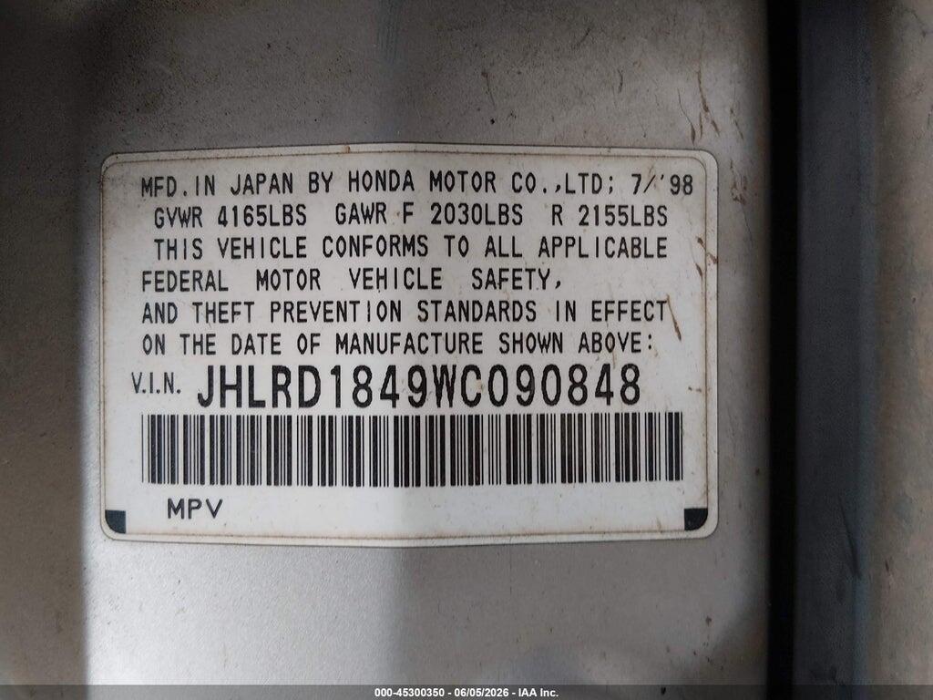 JHLRD1849WC090848 1998 HONDA CR-V photo no. 9