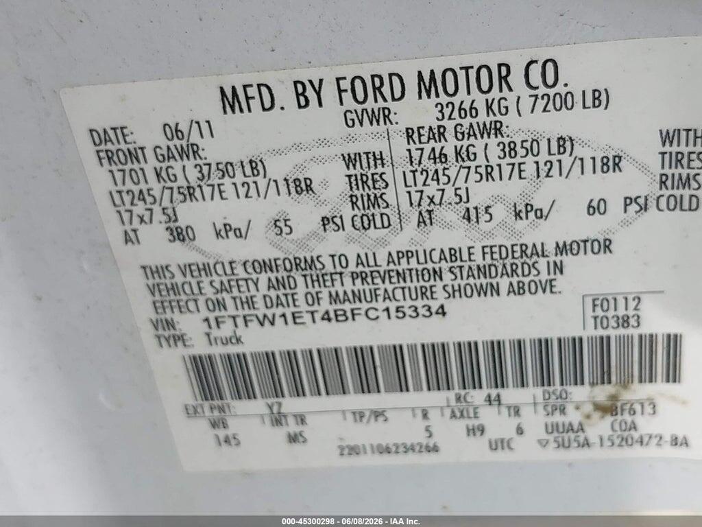 1FTFW1ET4BFC15334 2011 FORD F-150 photo no. 9