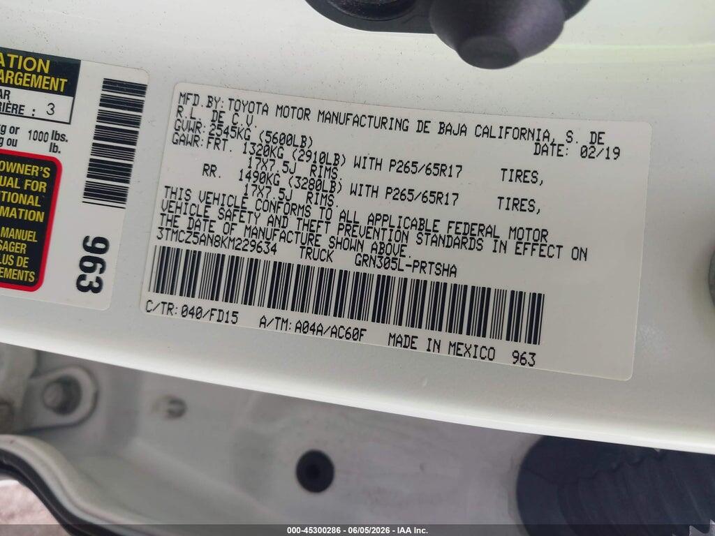 3TMCZ5AN8KM229634 2019 TOYOTA TACOMA photo no. 9