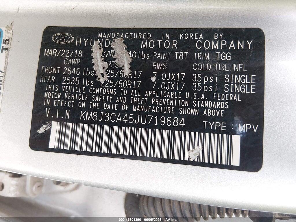 KM8J3CA45JU719684 2018 HYUNDAI TUCSON photo no. 9