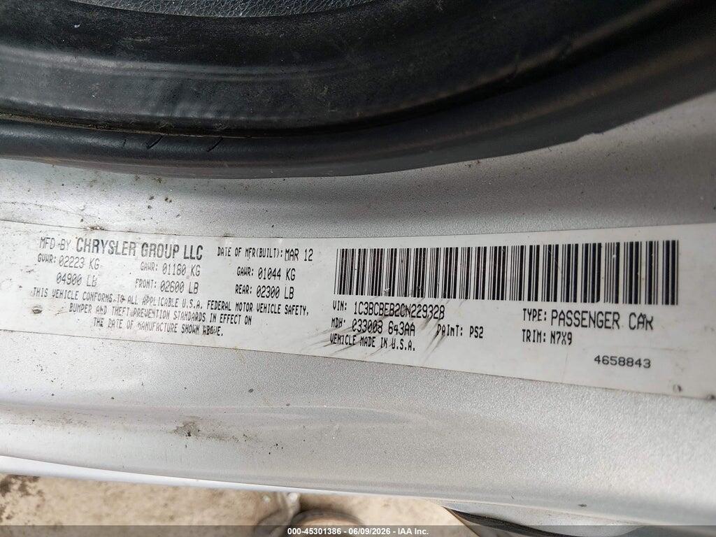 1C3BCBEB2CN229328 2012 CHRYSLER 200 photo no. 9