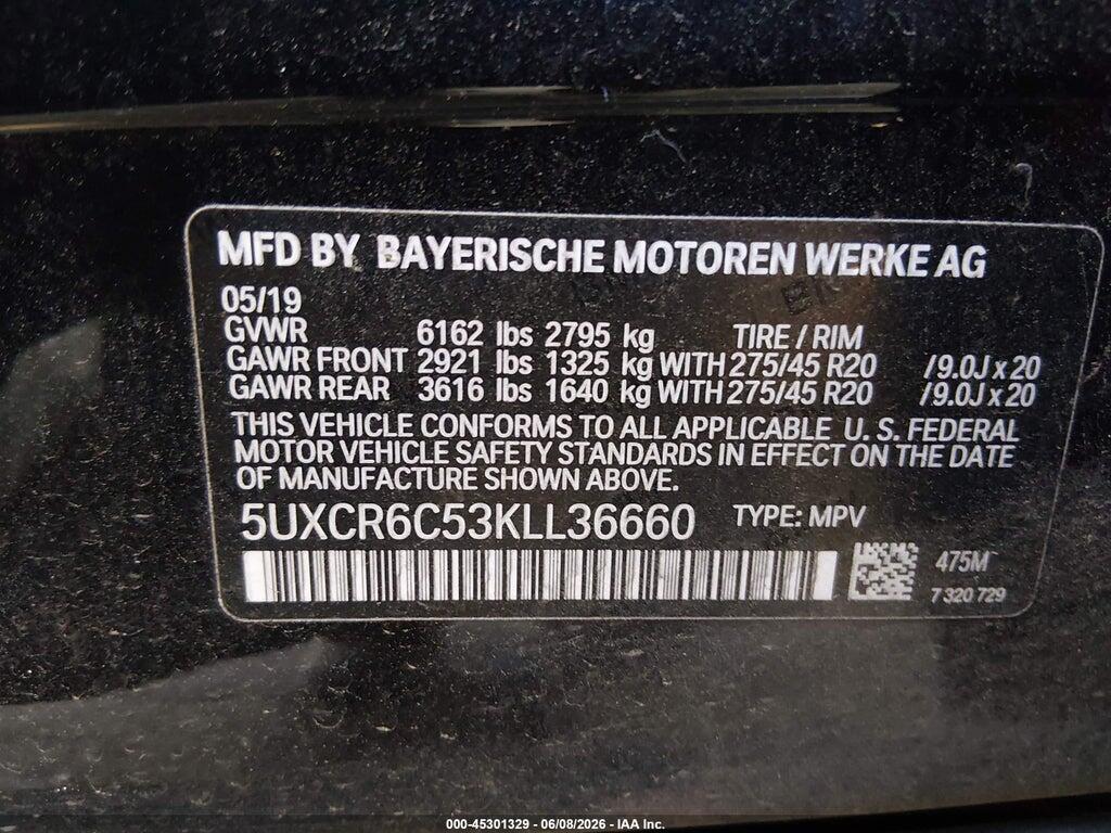 5UXCR6C53KLL36660 2019 BMW X5 photo no. 9