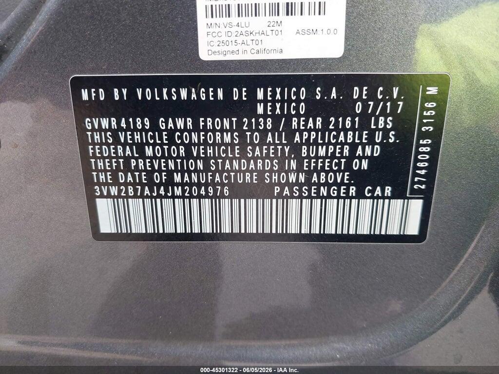 3VW2B7AJ4JM204976 2018 VOLKSWAGEN JETTA photo no. 9
