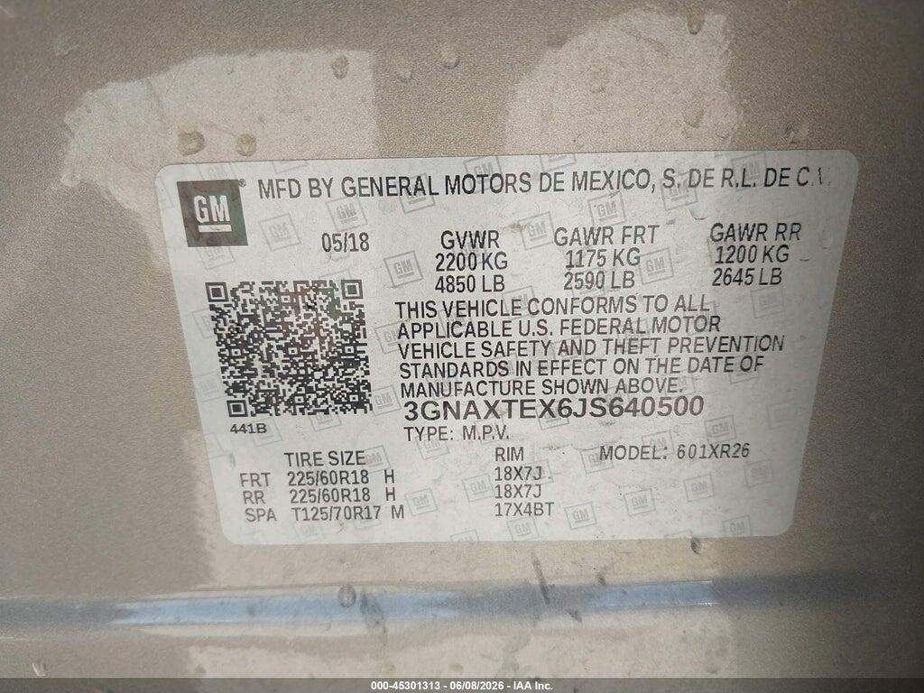 3GNAXTEX6JS640500 2018 CHEVROLET EQUINOX photo no. 9