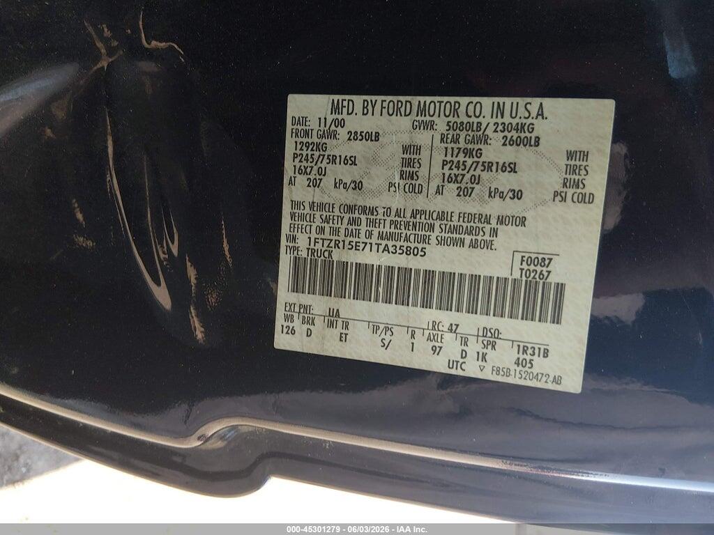 1FTZR15E71TA35805 2001 FORD RANGER photo no. 9