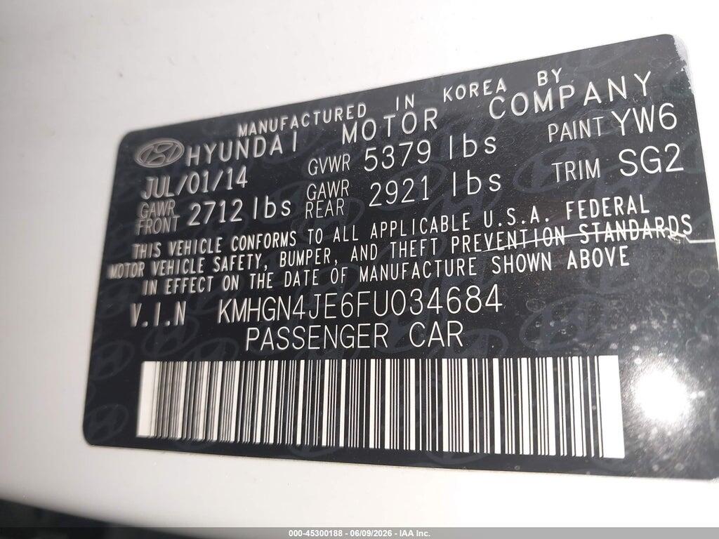 KMHGN4JE6FU034684 2015 HYUNDAI GENESIS photo no. 9