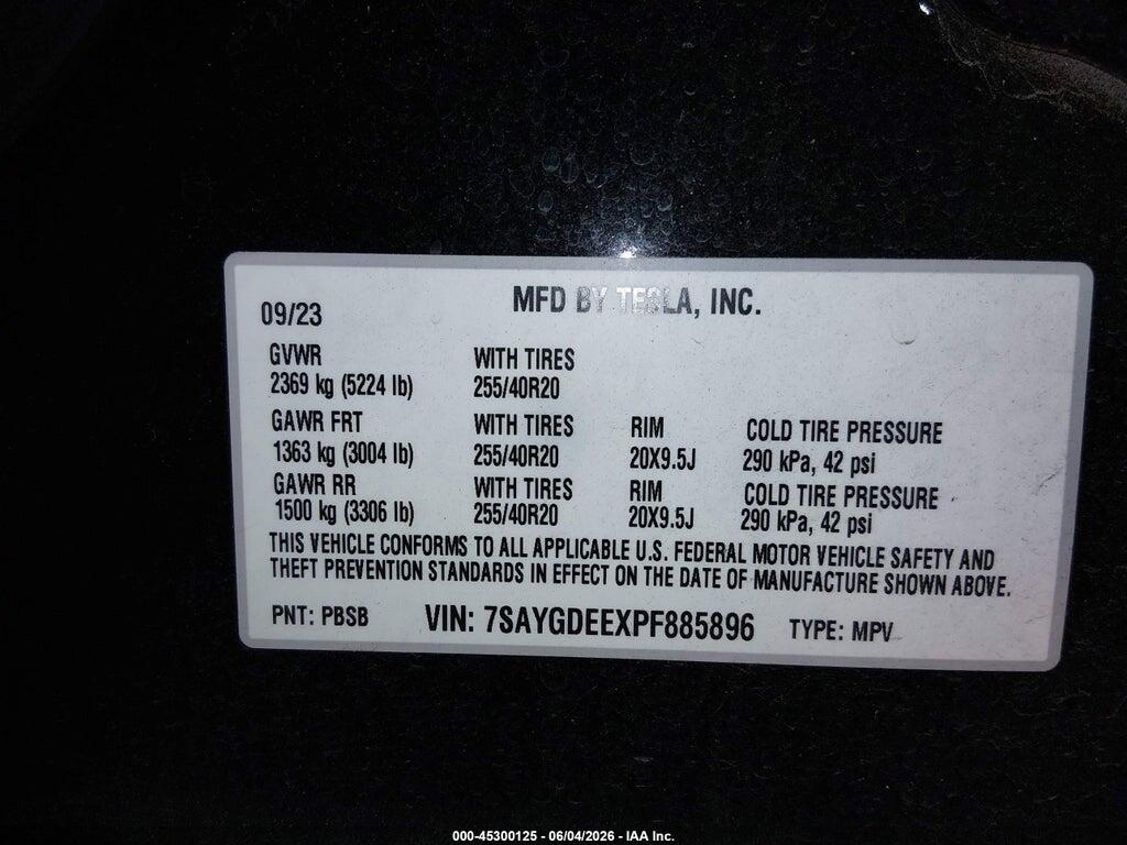 7SAYGDEEXPF885896 2023 TESLA MODEL Y photo no. 9